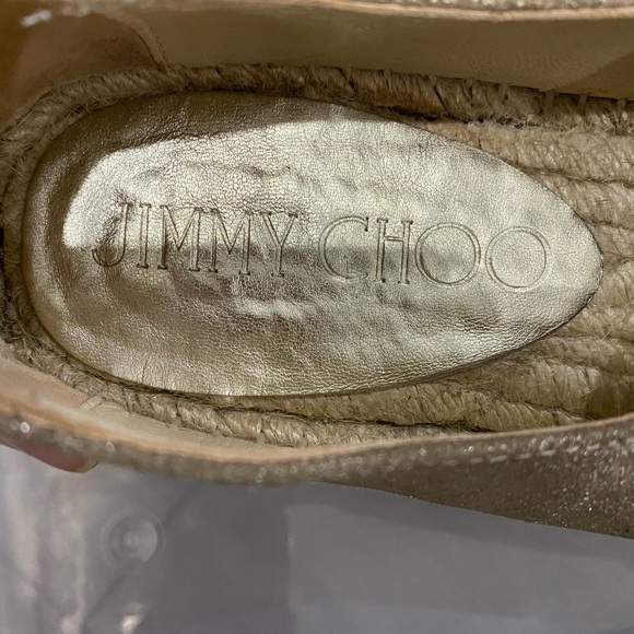 ⬇️PRICE⬇️ 
Jimmy Choo - Dawn Metallic Espadrille Slip-On, Gold - 37/7 - Picture 7 of 8
